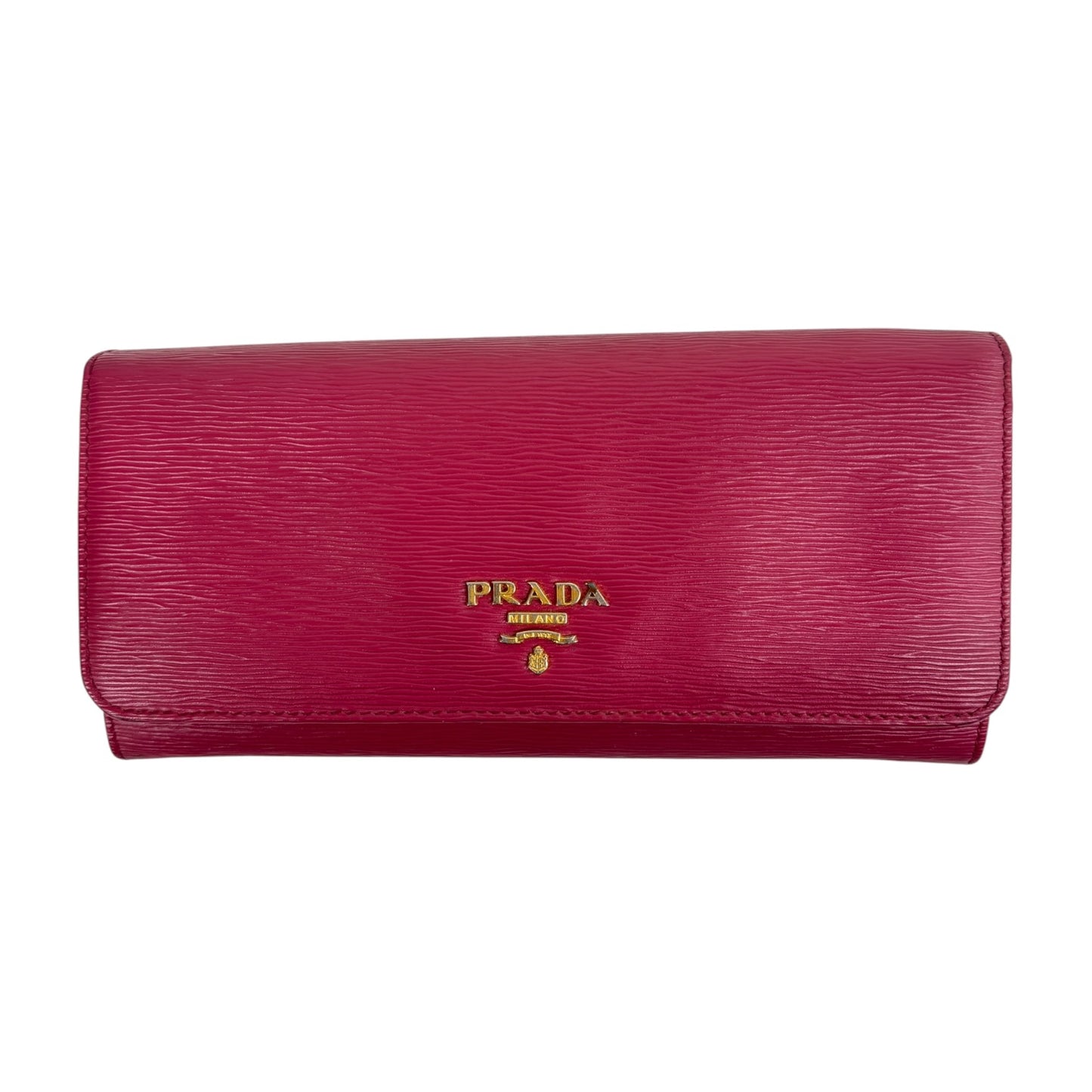 PRADA Long Wallet Shocking Pink With Card Case