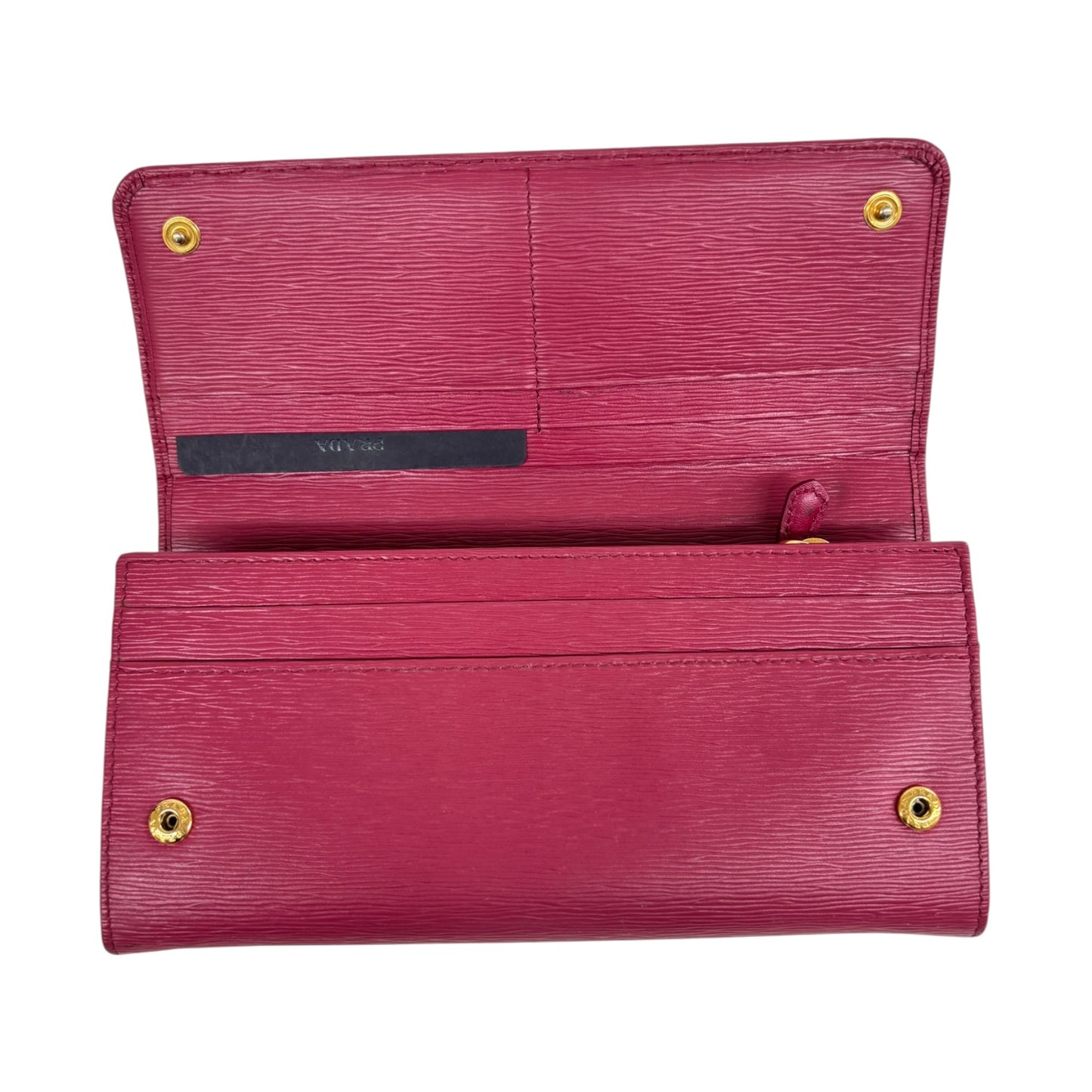 PRADA Long Wallet Shocking Pink With Card Case