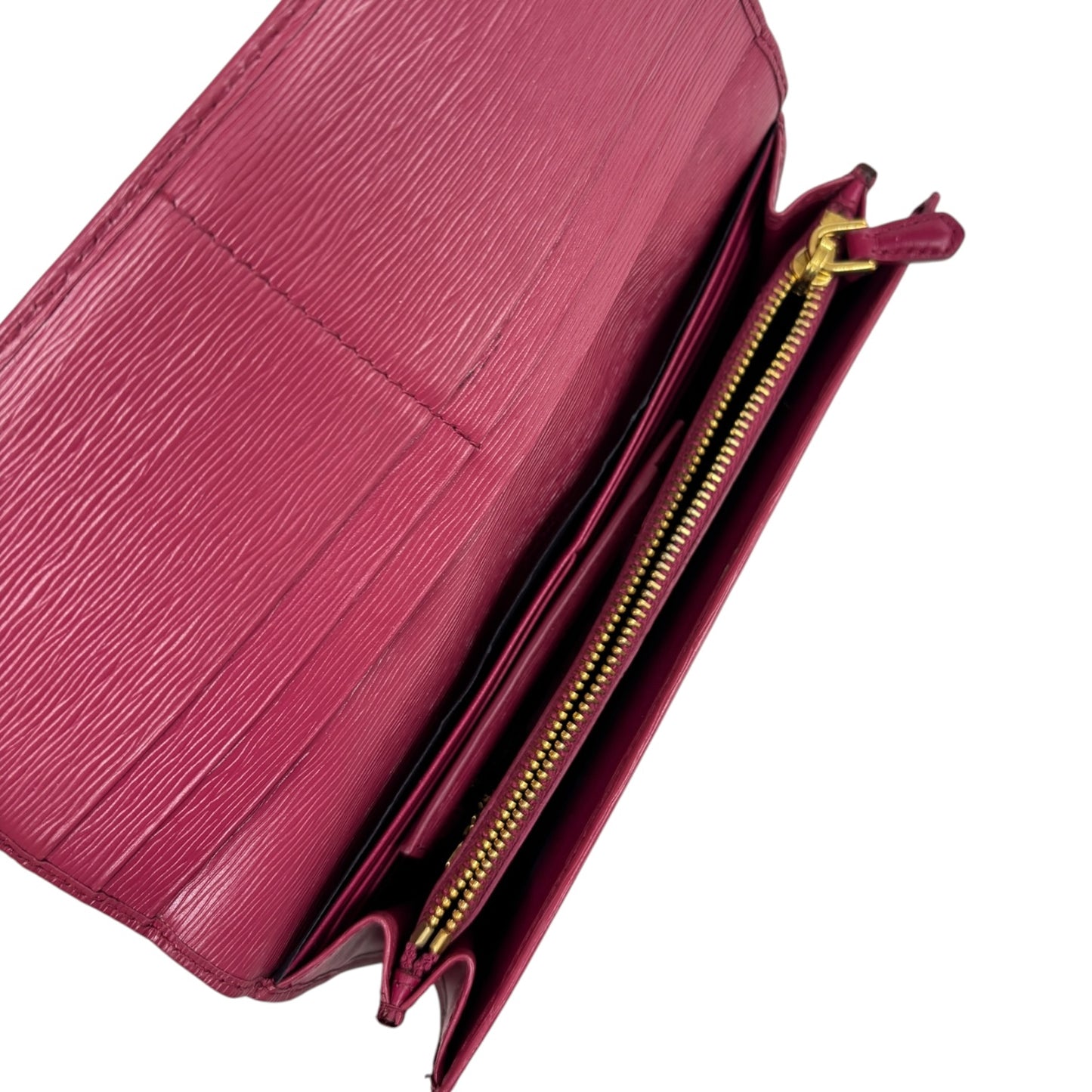 PRADA Long Wallet Shocking Pink With Card Case