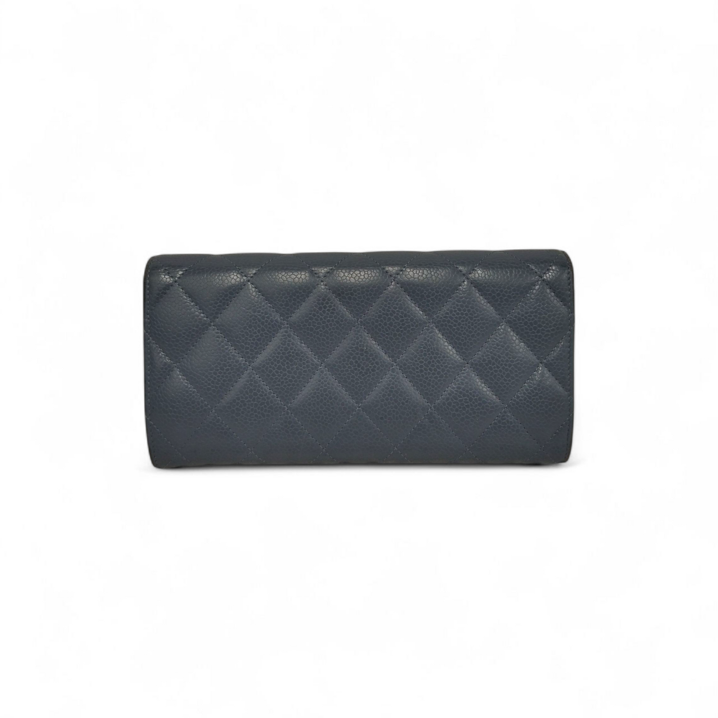 CHANEL Long Wallet Cavier Blue Stain 19767798 Rank (BC)