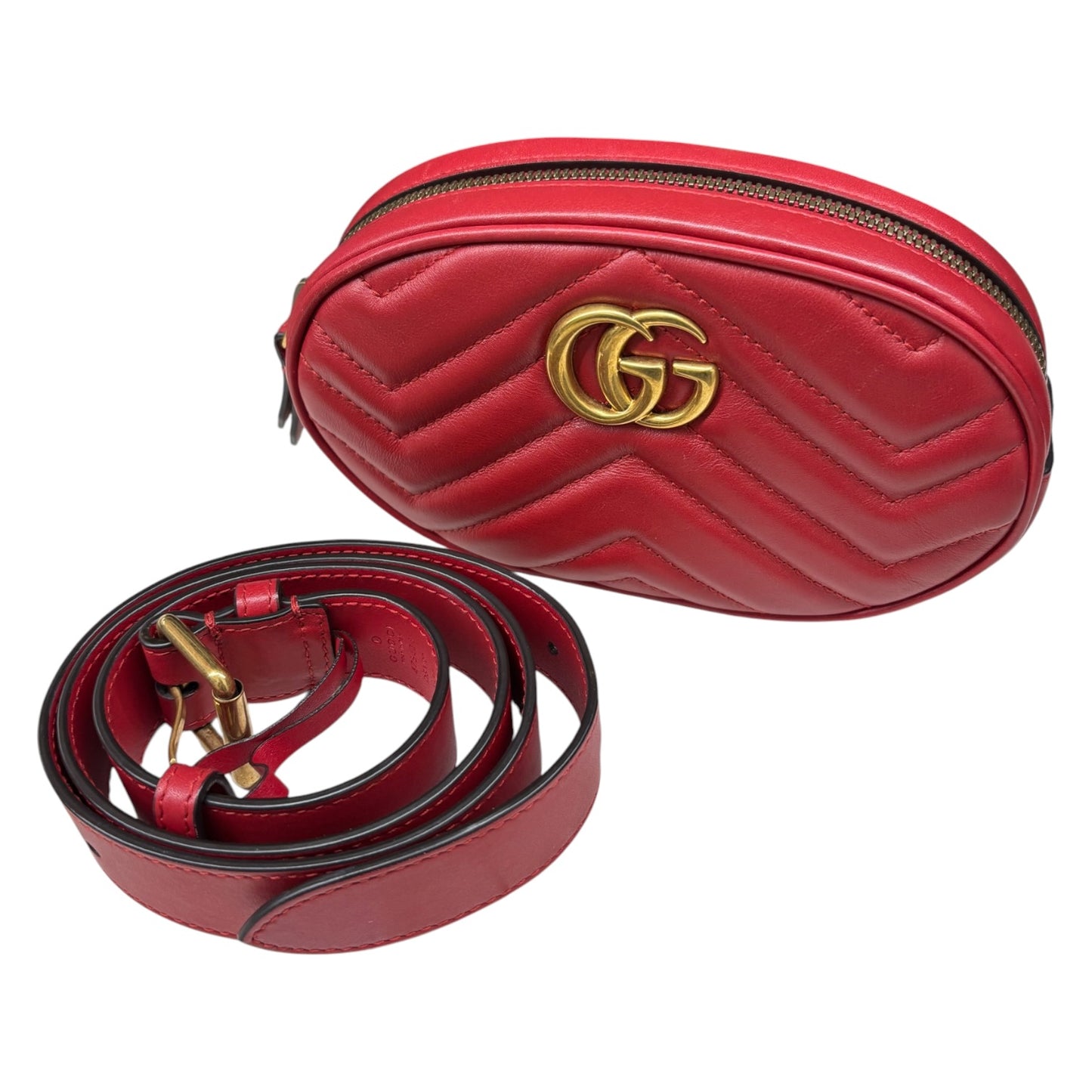 GUCCI Waist Bag GG Marmont 476434 Rank (A) Red
