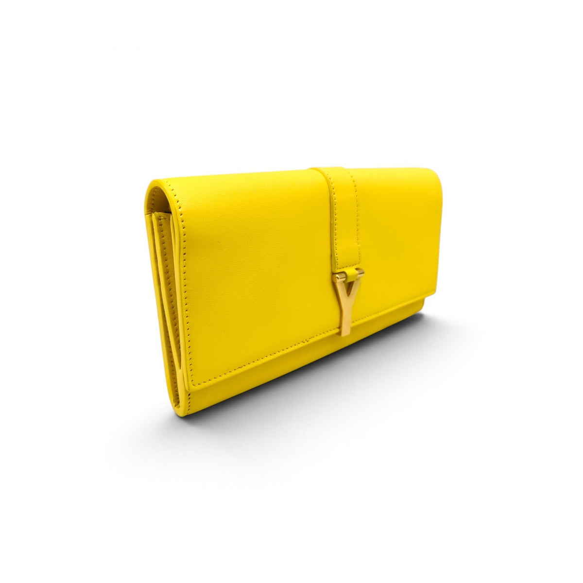 Yves Saint Laurent Long Wallet Yellow Small INN3149951013 Y Line Continental *Stain* Rank AB