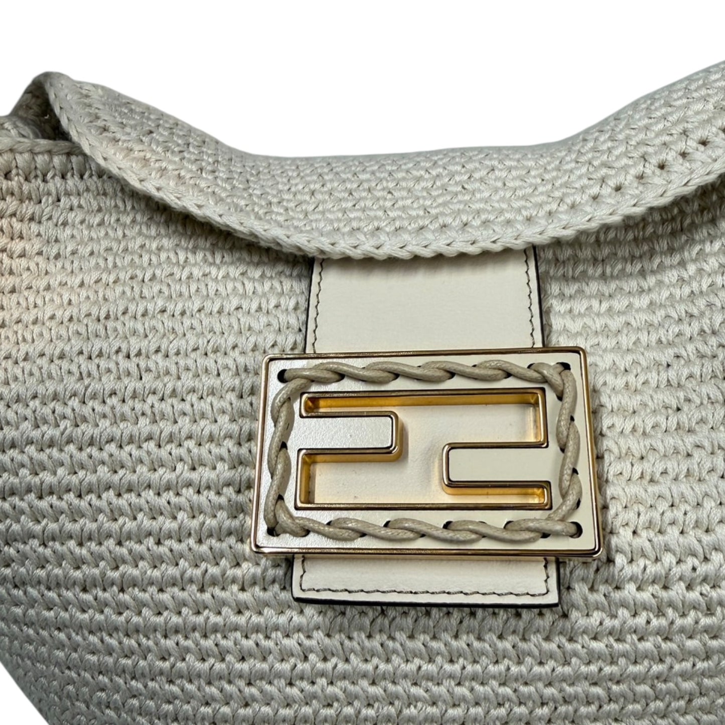 FENDI Handbag Crochet 8BR790 White Rank (A)
