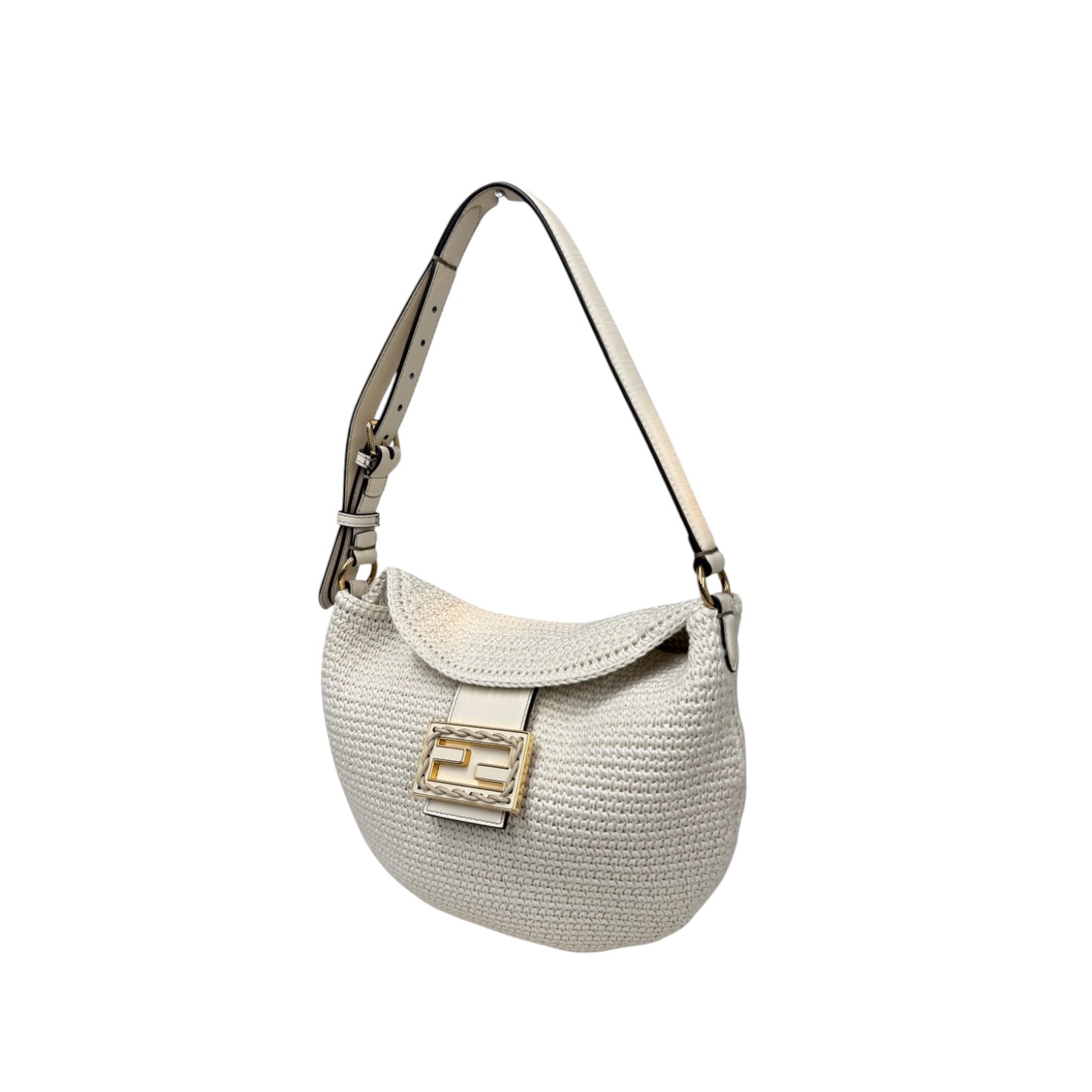 FENDI Handbag Crochet 8BR790 White Rank (A)