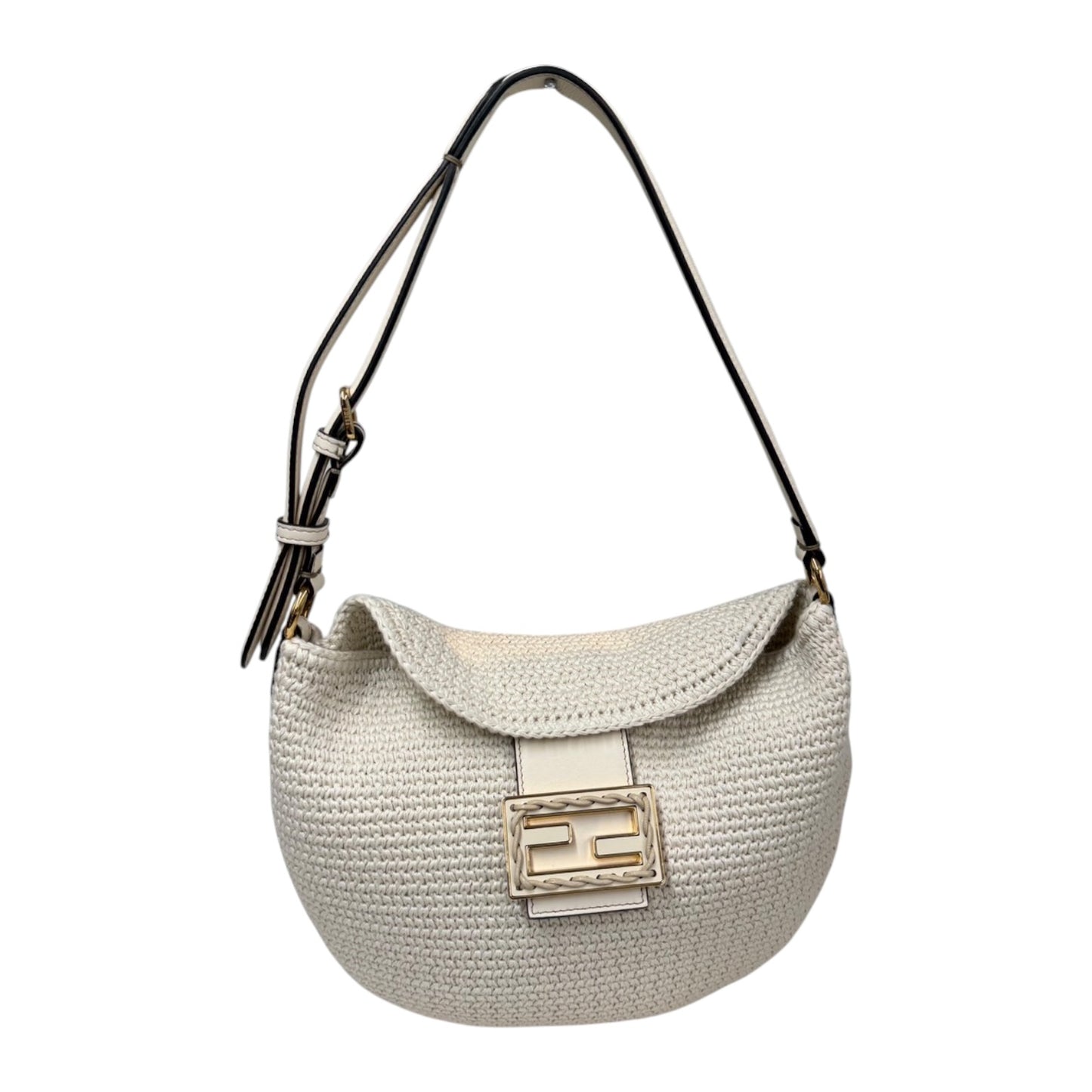 FENDI Handbag Crochet 8BR790 White Rank (A)