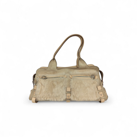 Salavatore Ferragamo rabit Fur Shoulder Bag DH-21 5742 *Stain* Rank B