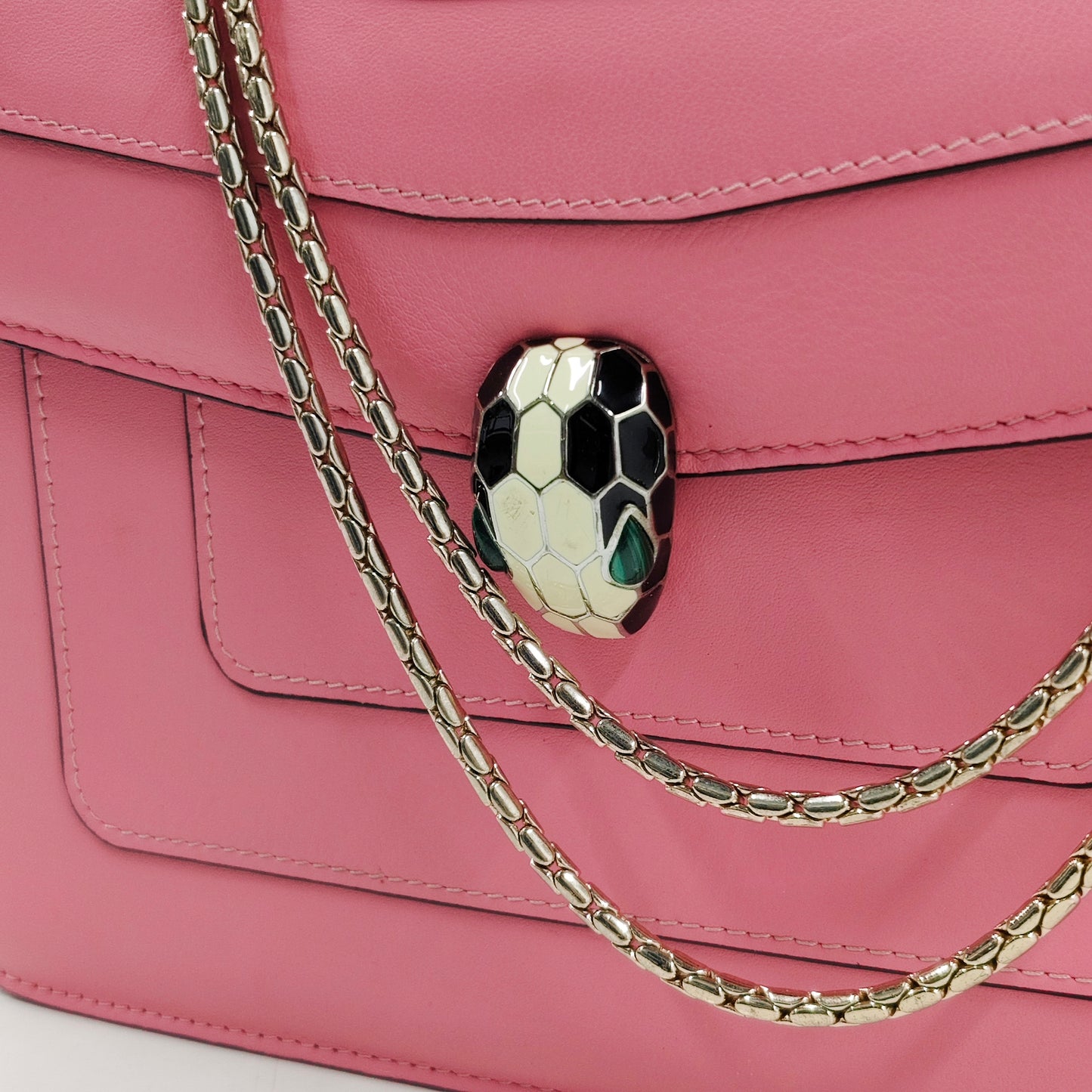 BVLGARI Shoulder Bag CA-D17-283765 Pink Stain Rank B