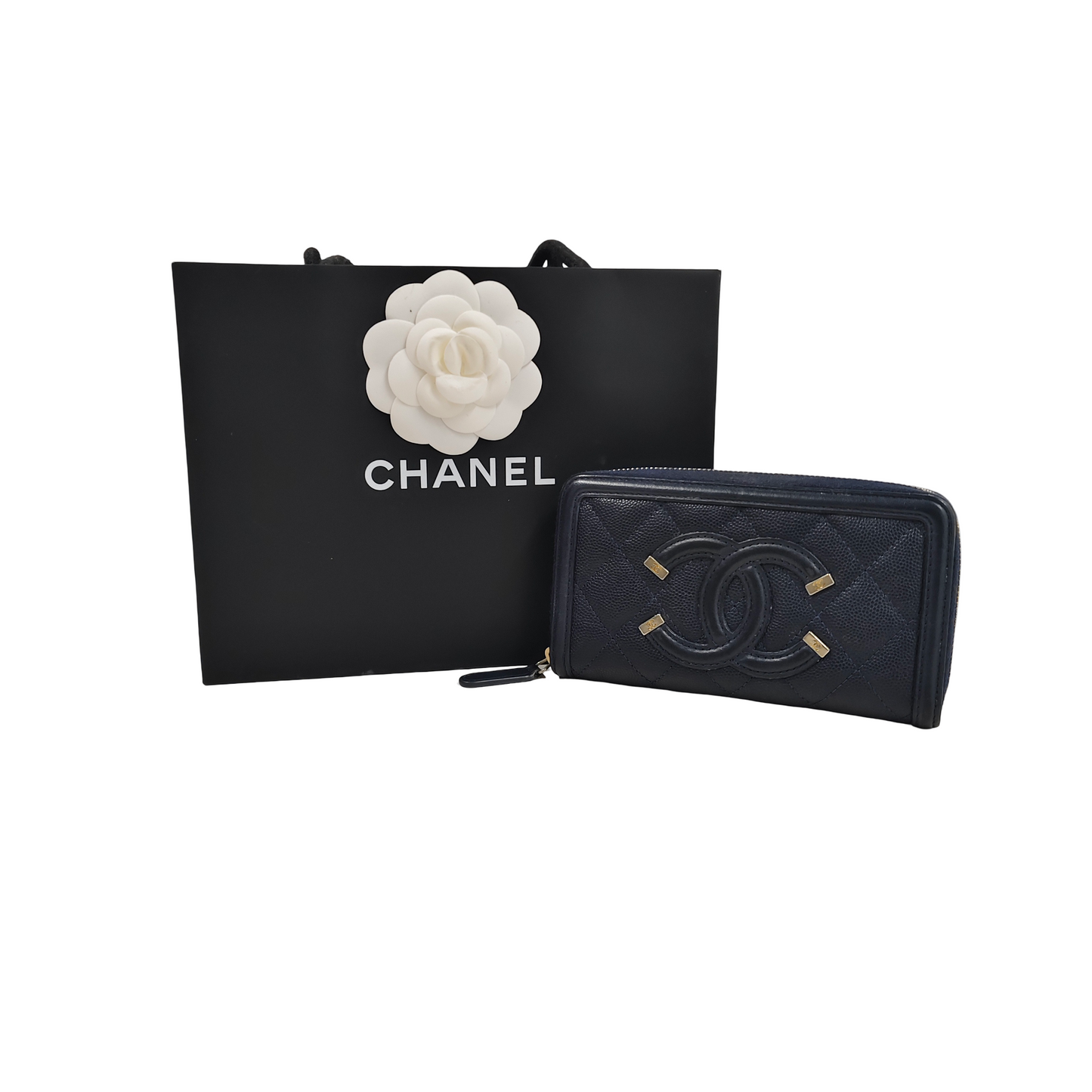 CHANEL Wallet CC FILIGREE Navy 25569149 Rank B