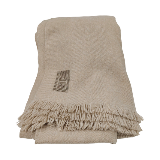 HERMES Muffler Beige CACHEMIRE 100