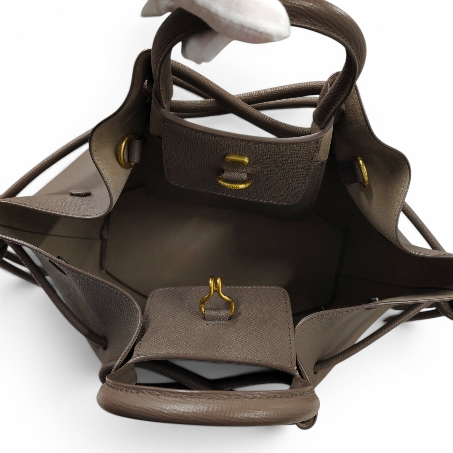FUNDAO 2Way Bag AVA Grained Calfskin G 2510001 Cocoa Rank A