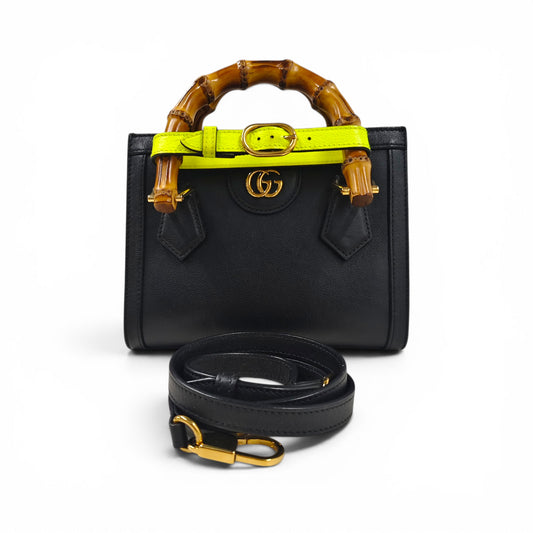 GUCCI 2WAY Bag 655661 525940 Black/Yellow Rank B