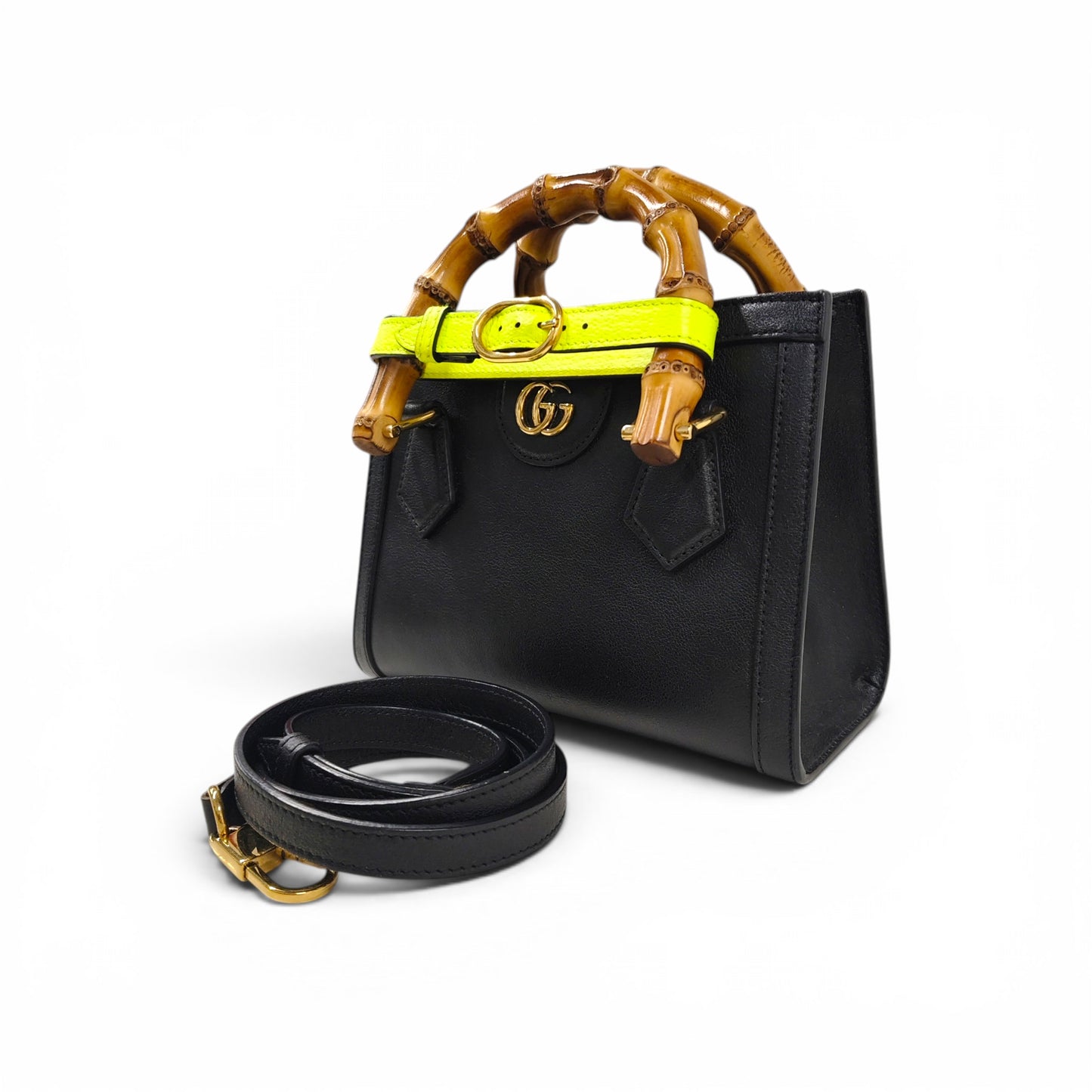 GUCCI 2WAY Bag 655661 525940 Black/Yellow Rank B