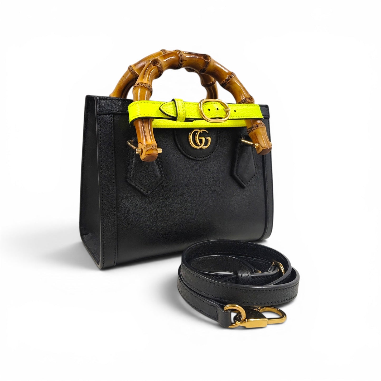 GUCCI 2WAY Bag 655661 525940 Black/Yellow Rank B