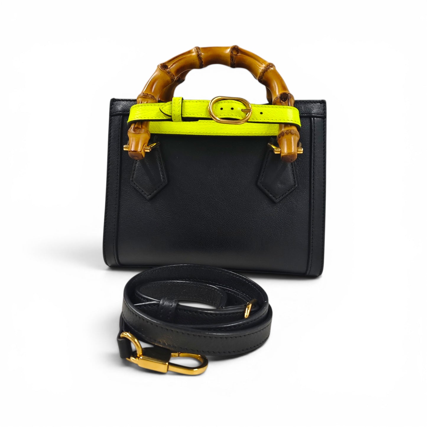 GUCCI 2WAY Bag 655661 525940 Black/Yellow Rank B