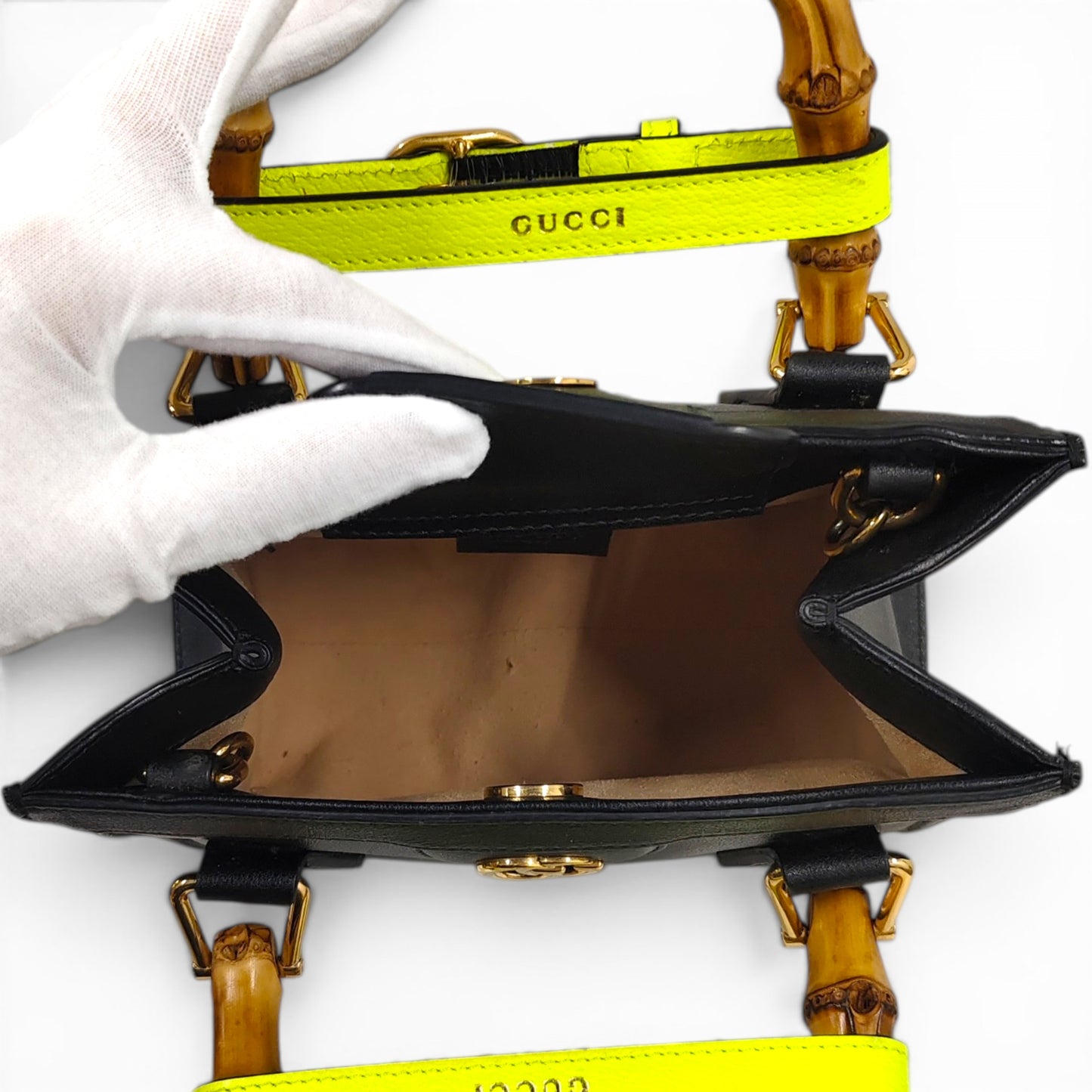 GUCCI 2WAY Bag 655661 525940 Black/Yellow Rank B