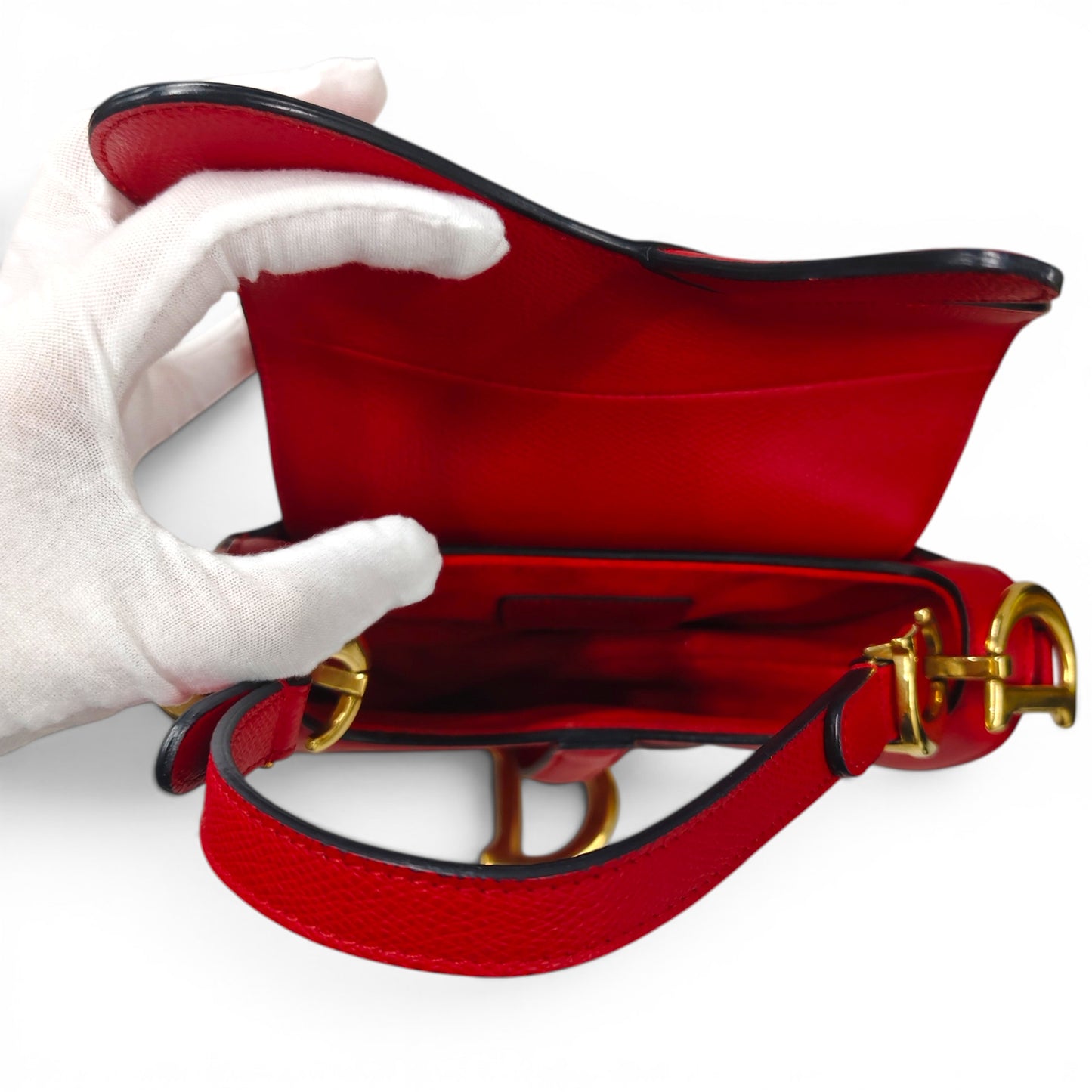 Christian Dior Handbag Sanddle 09-MA-0198 Red Rank AB