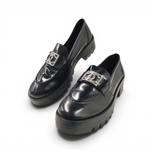 CHANEL Loafers Size 39 Men Black G455156 Rank B