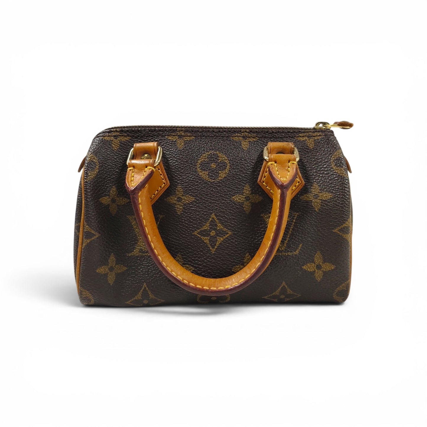 LOUIS VUITON Handbag Monogram mini M41534 Brown TH0974 *Zip Damage Rank B