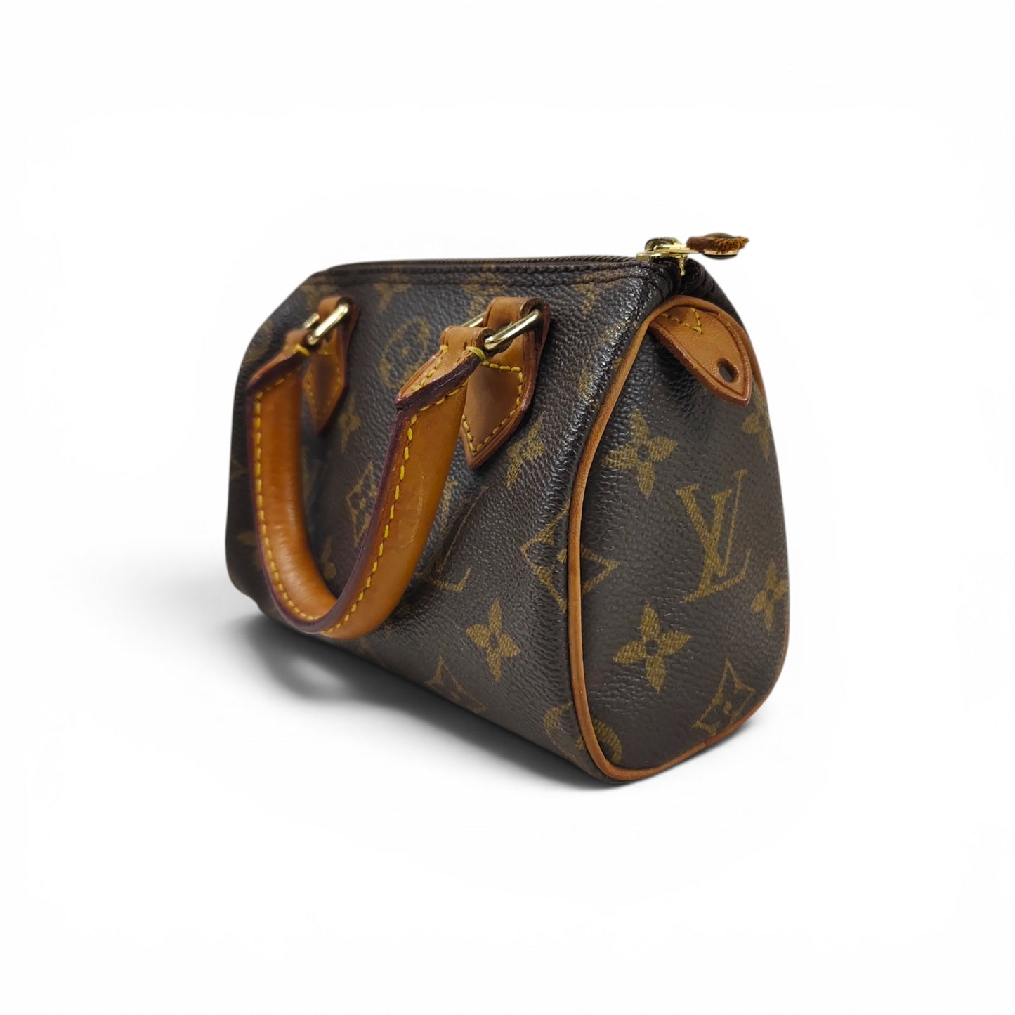 LOUIS VUITON Handbag Monogram mini M41534 Brown TH0974 *Zip Damage Rank B