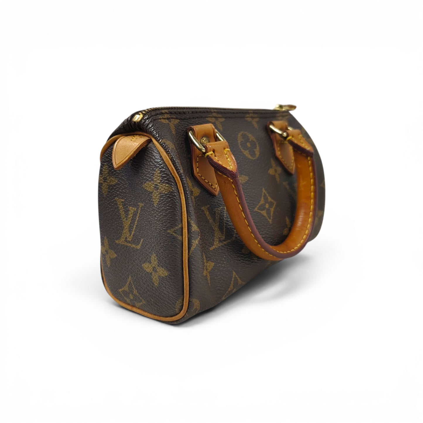 LOUIS VUITON Handbag Monogram mini M41534 Brown TH0974 *Zip Damage Rank B