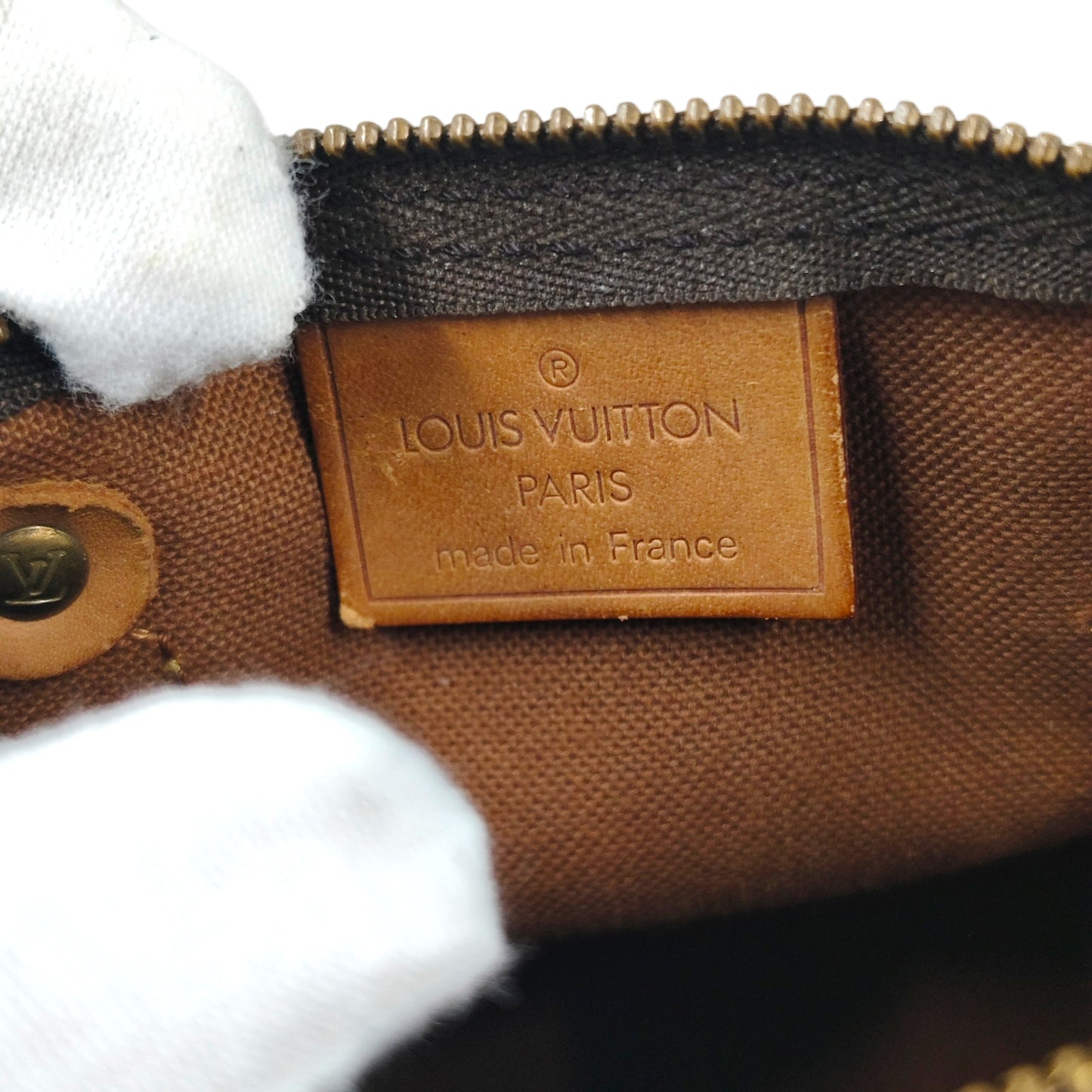 LOUIS VUITON Handbag Monogram mini M41534 Brown TH0974 *Zip Damage Rank B