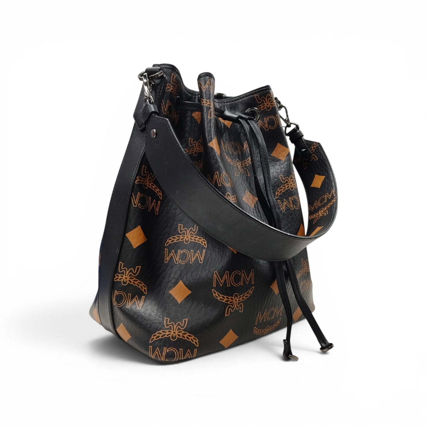 MCM Shoulder Bag Black Stain MWDFADU01K001 Dessau Monogram * Without Strap* Rank B