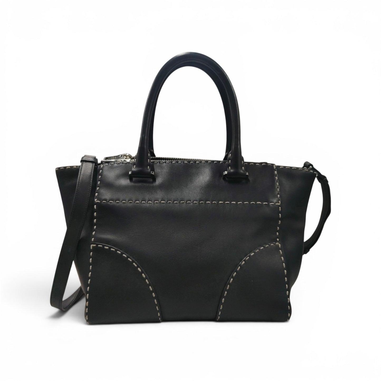 PRADA 2WAY Bag B2861K CITY CALF Black Stain Rank B