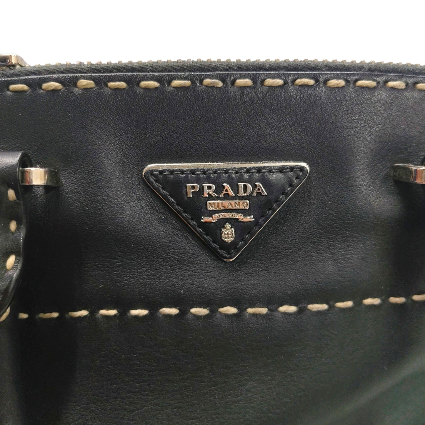 PRADA 2WAY Bag B2861K CITY CALF Black Stain Rank B