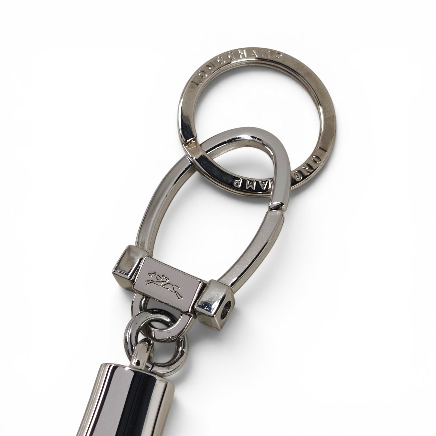 LONGCHAMP Key Ring Silver/Black Rank B