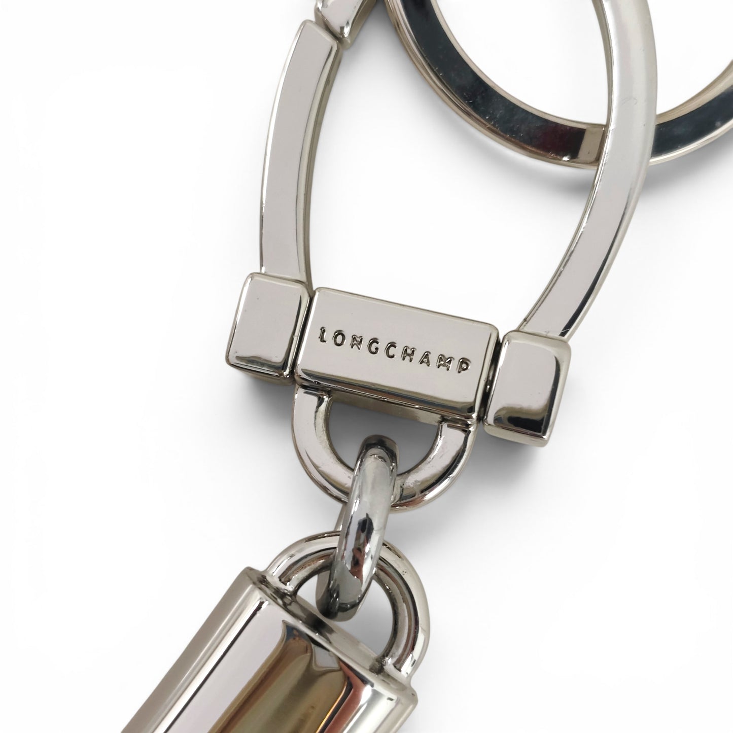 LONGCHAMP Key Ring Silver/Black Rank B
