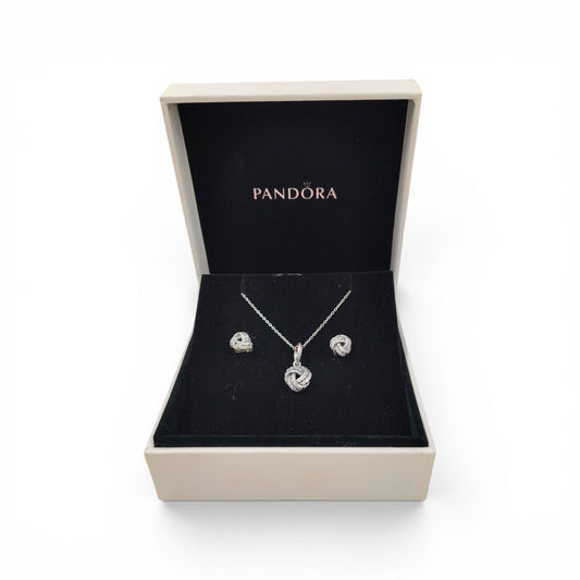 PANDORA Necklace Silver With Earring Rank B