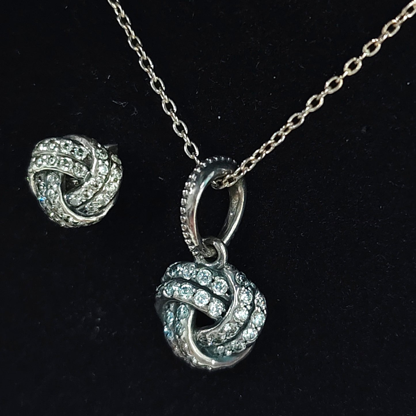 PANDORA Necklace Silver With Earring Rank B