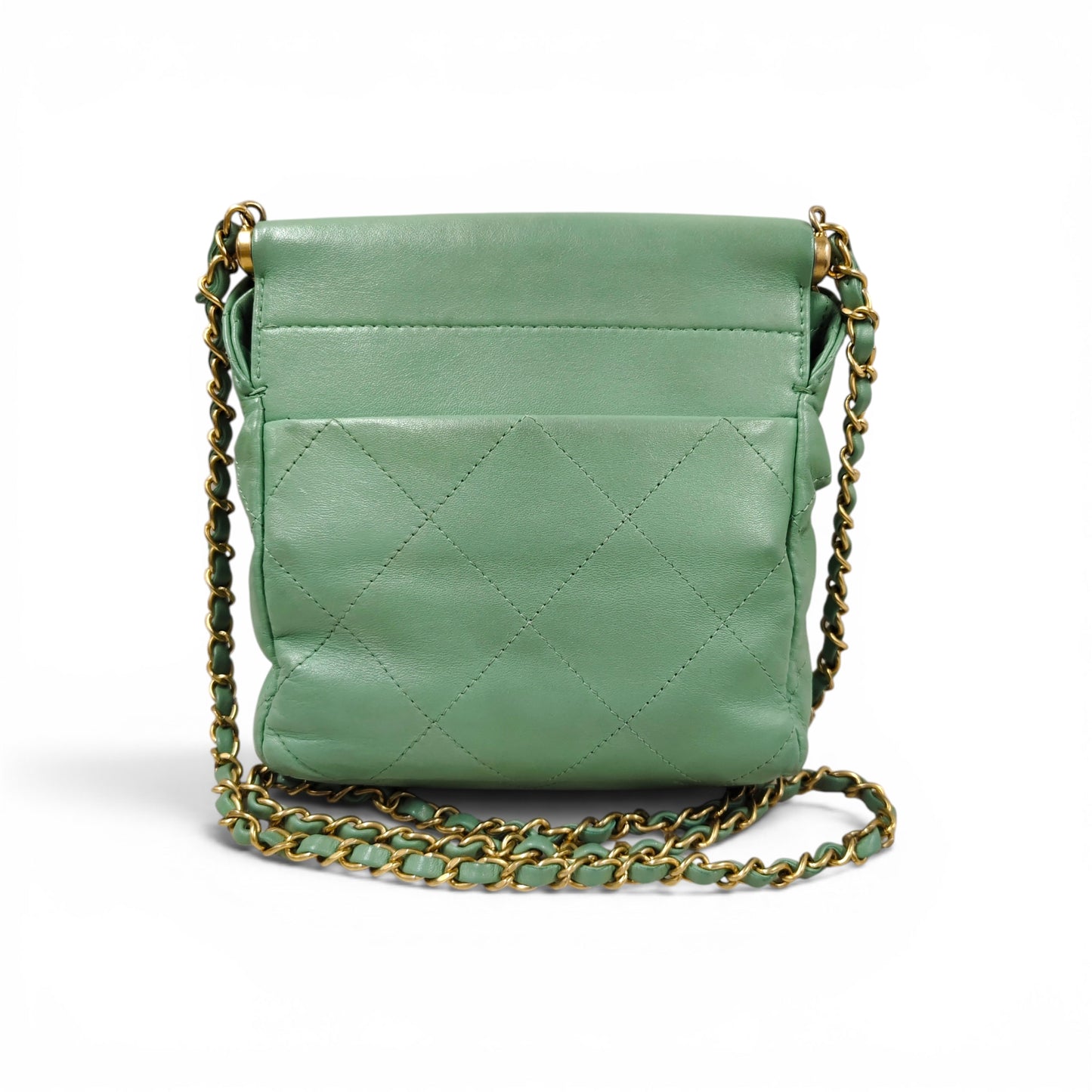 CHANEL Shoulder Bag Lambskin Bucket Green X3TJT9JC Rank B