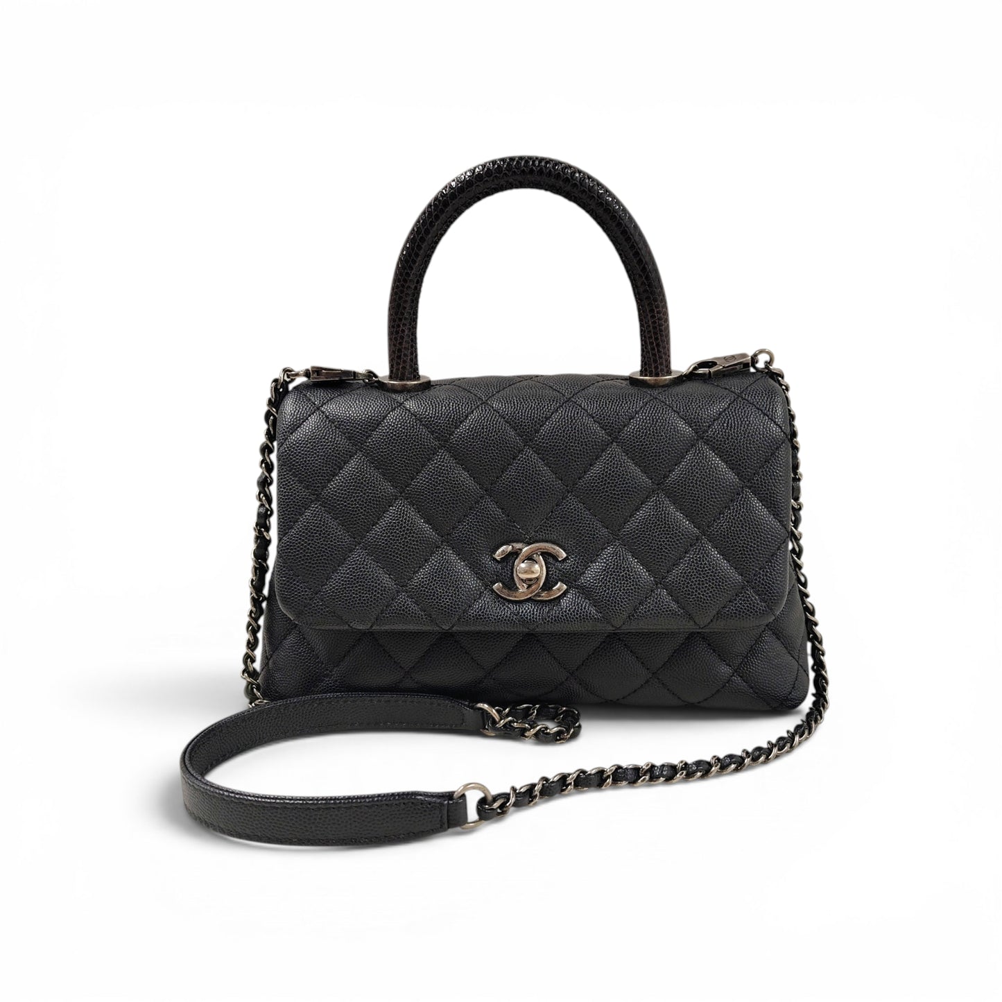 CHANEL 2WAY Bag 23590497 Black *Guaranteed Card* Rank B