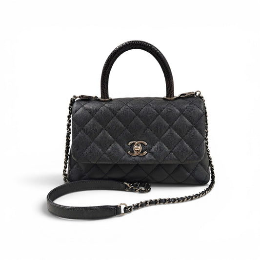 CHANEL 2WAY Bag 23590497 Black *Guaranteed Card* Rank B