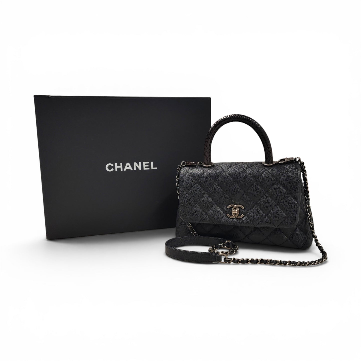 CHANEL 2WAY Bag 23590497 Black *Guaranteed Card* Rank B