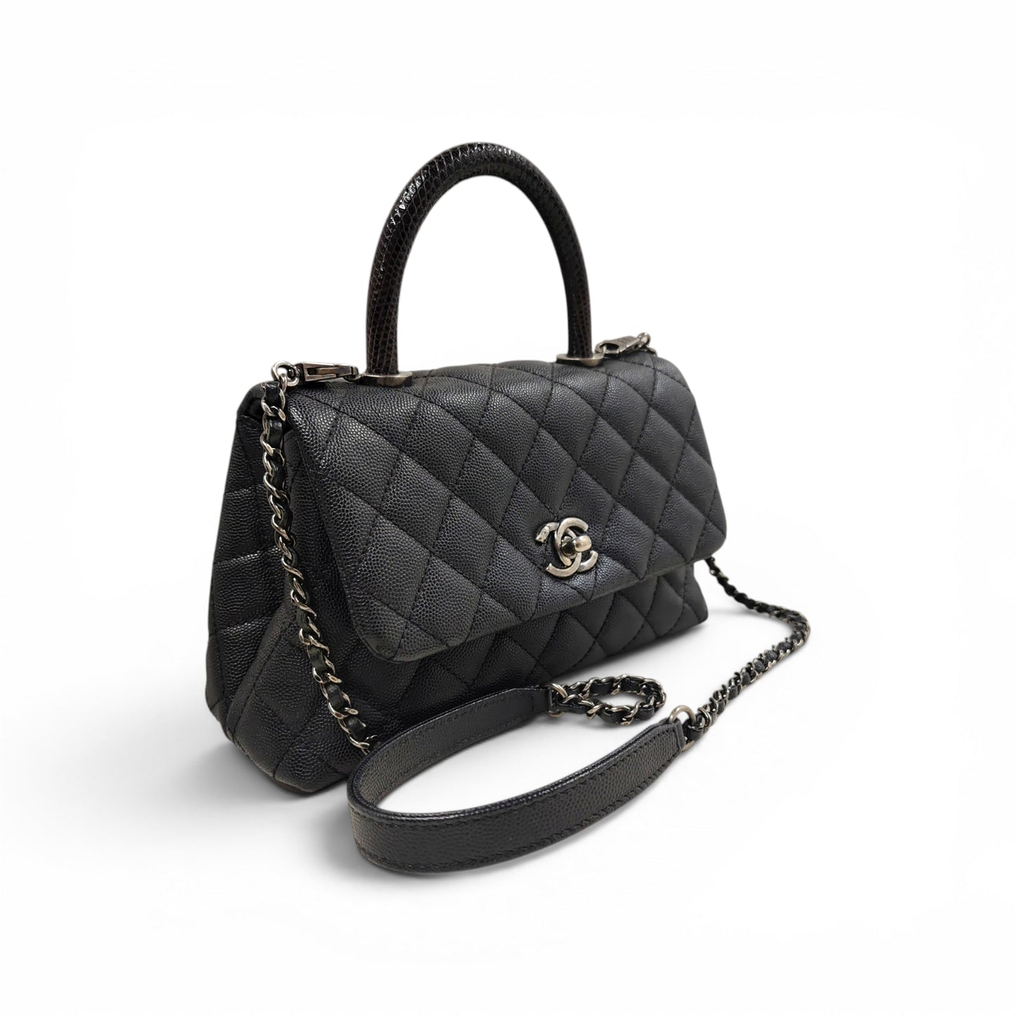 CHANEL 2WAY Bag 23590497 Black *Guaranteed Card* Rank B