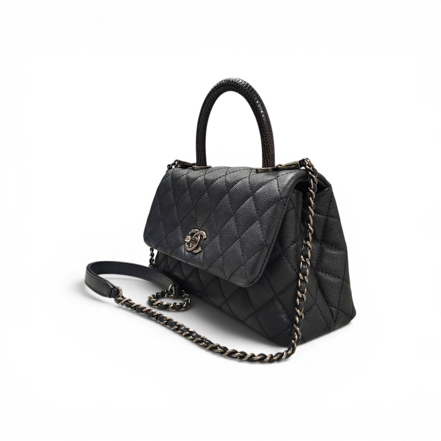 CHANEL 2WAY Bag 23590497 Black *Guaranteed Card* Rank B