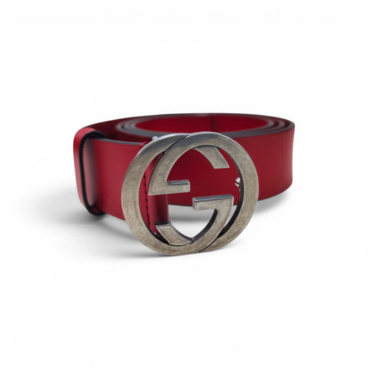 GUCCI Belt Red 546389 Rank B
