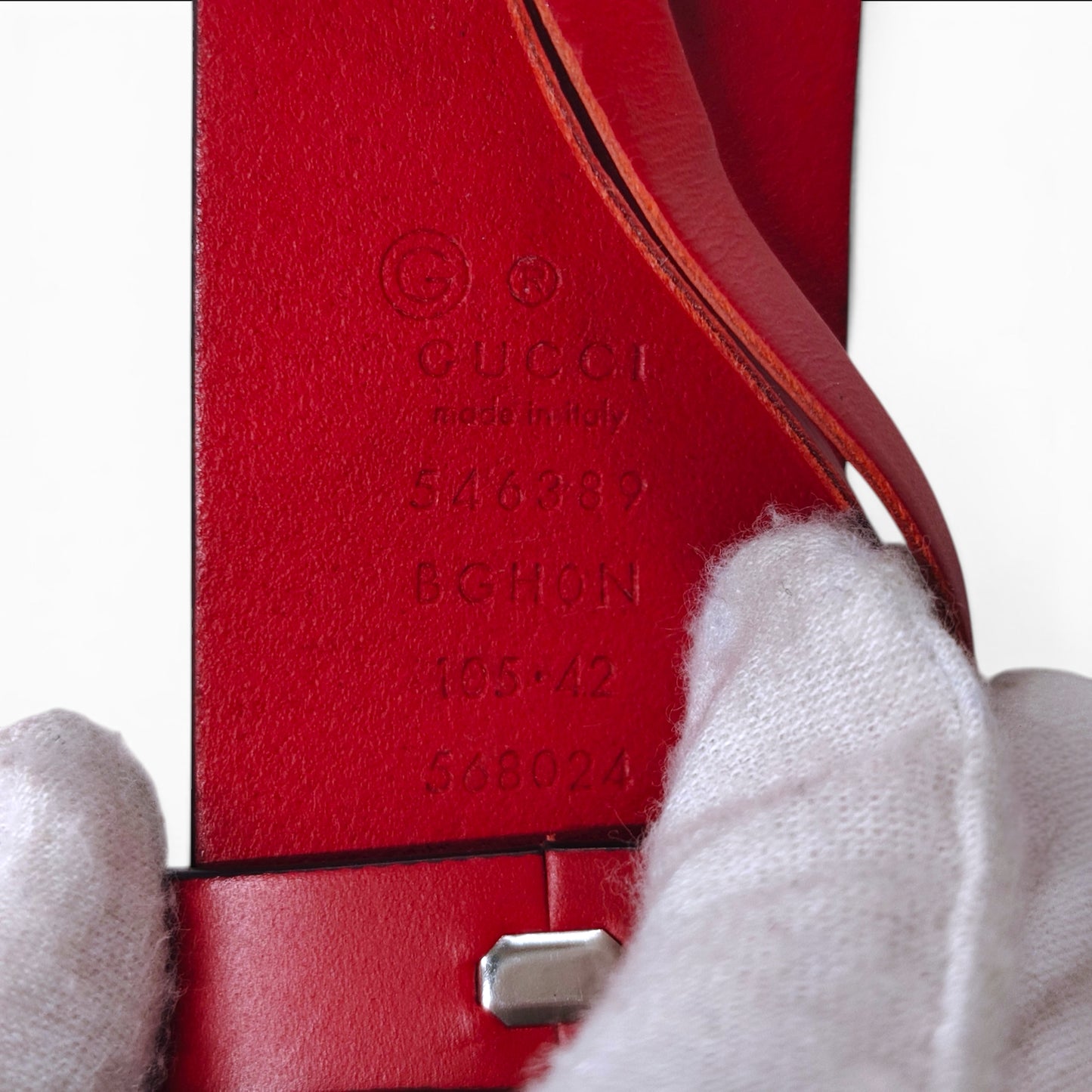 GUCCI Belt Red 546389 Rank B