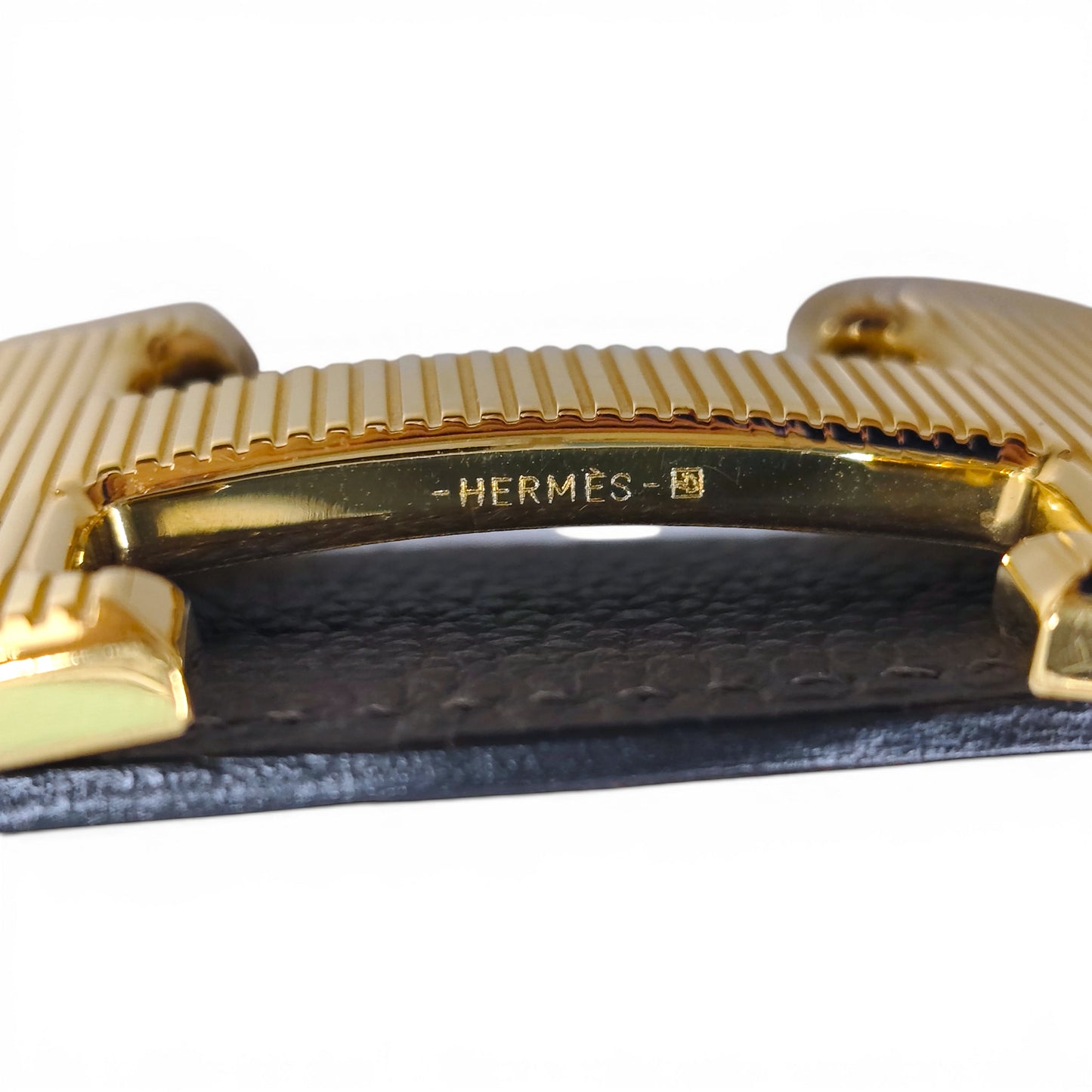 HERMES Belt Gold And Gray 90 A FM 170 Rank (A)