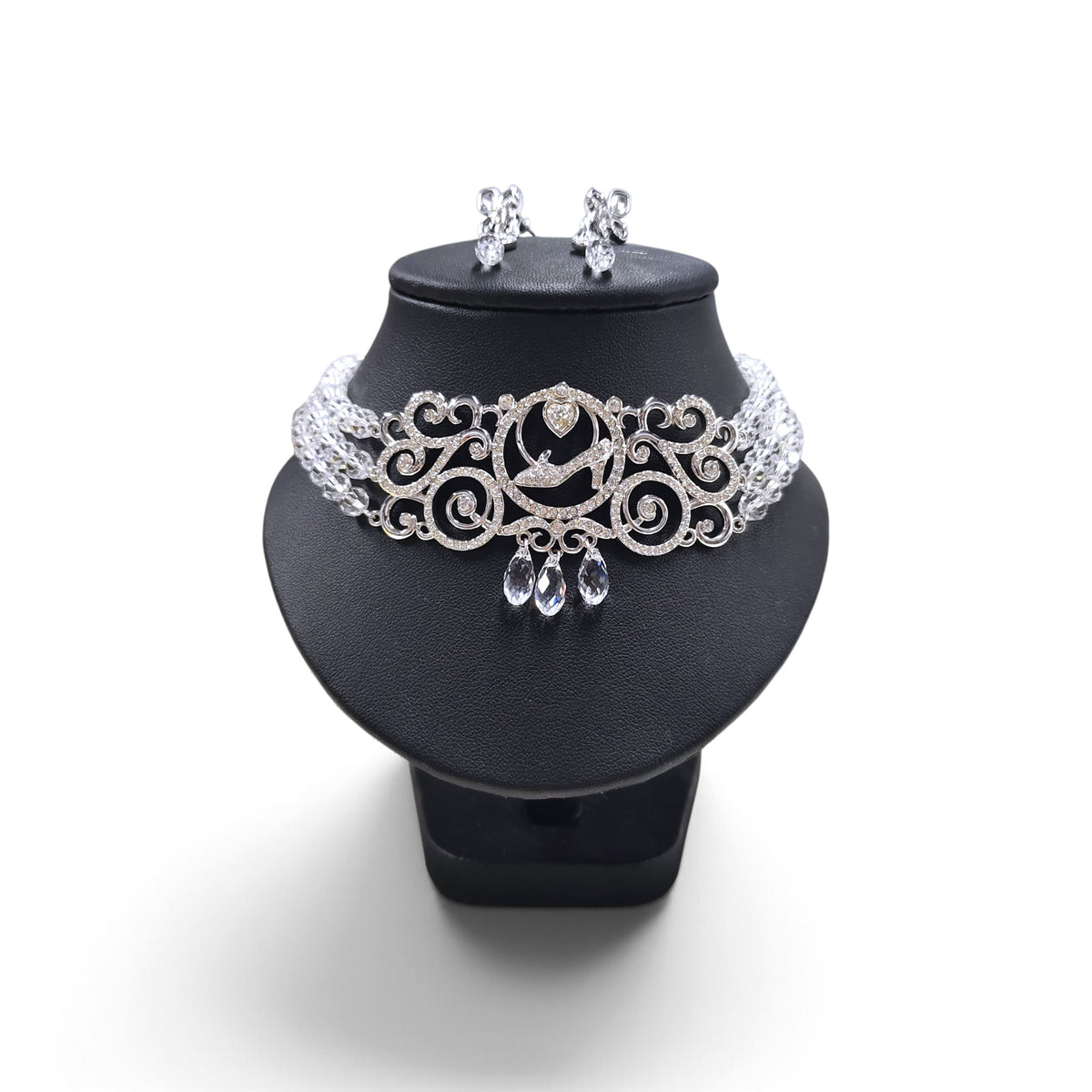 SWAROVSKI CHOKER+EARRING SILVER DISNEY CINDERELLA SET