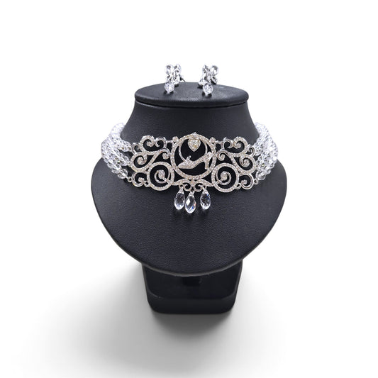 SWAROVSKI CHOKER+EARRING SILVER DISNEY CINDERELLA SET