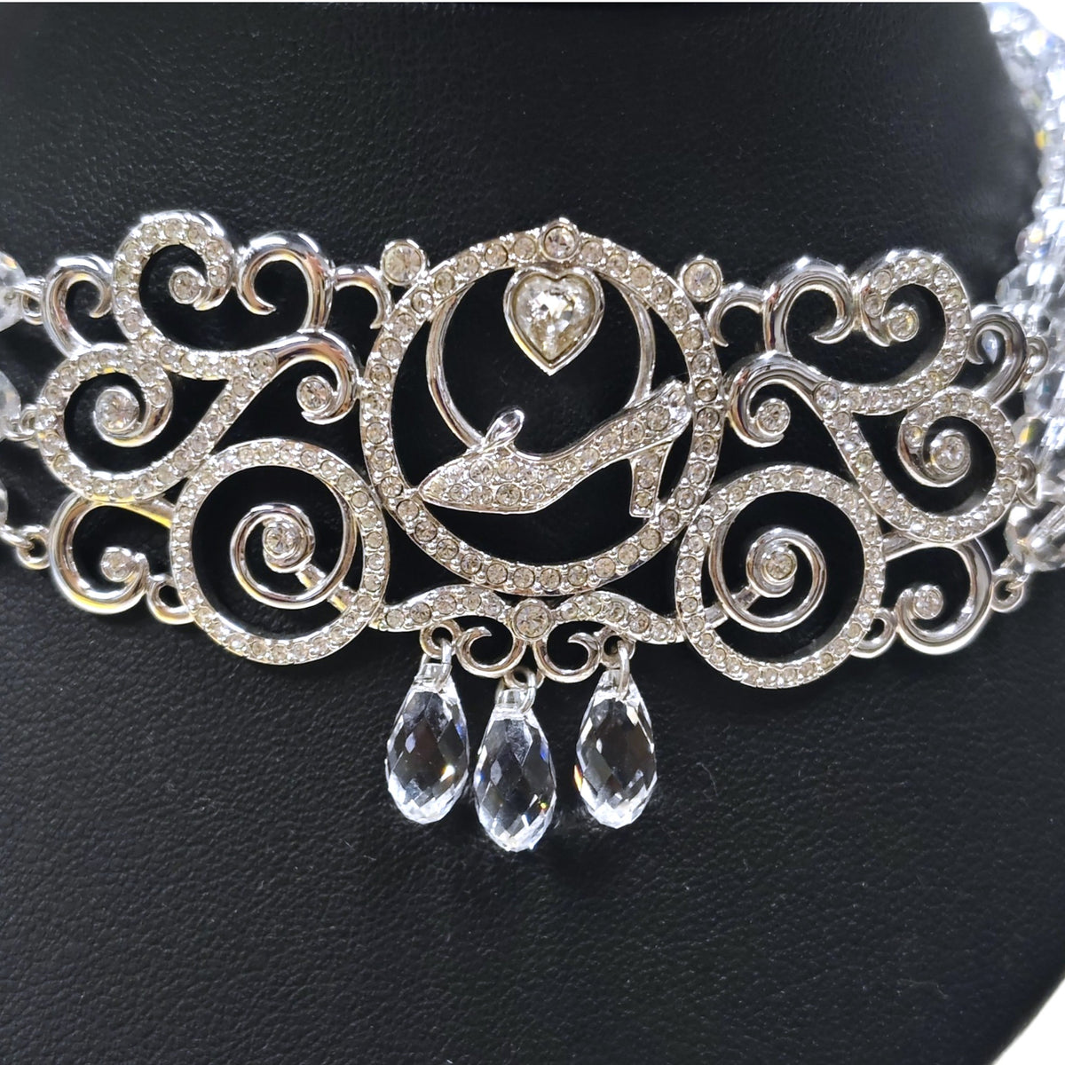 SWAROVSKI CHOKER+EARRING SILVER DISNEY CINDERELLA SET