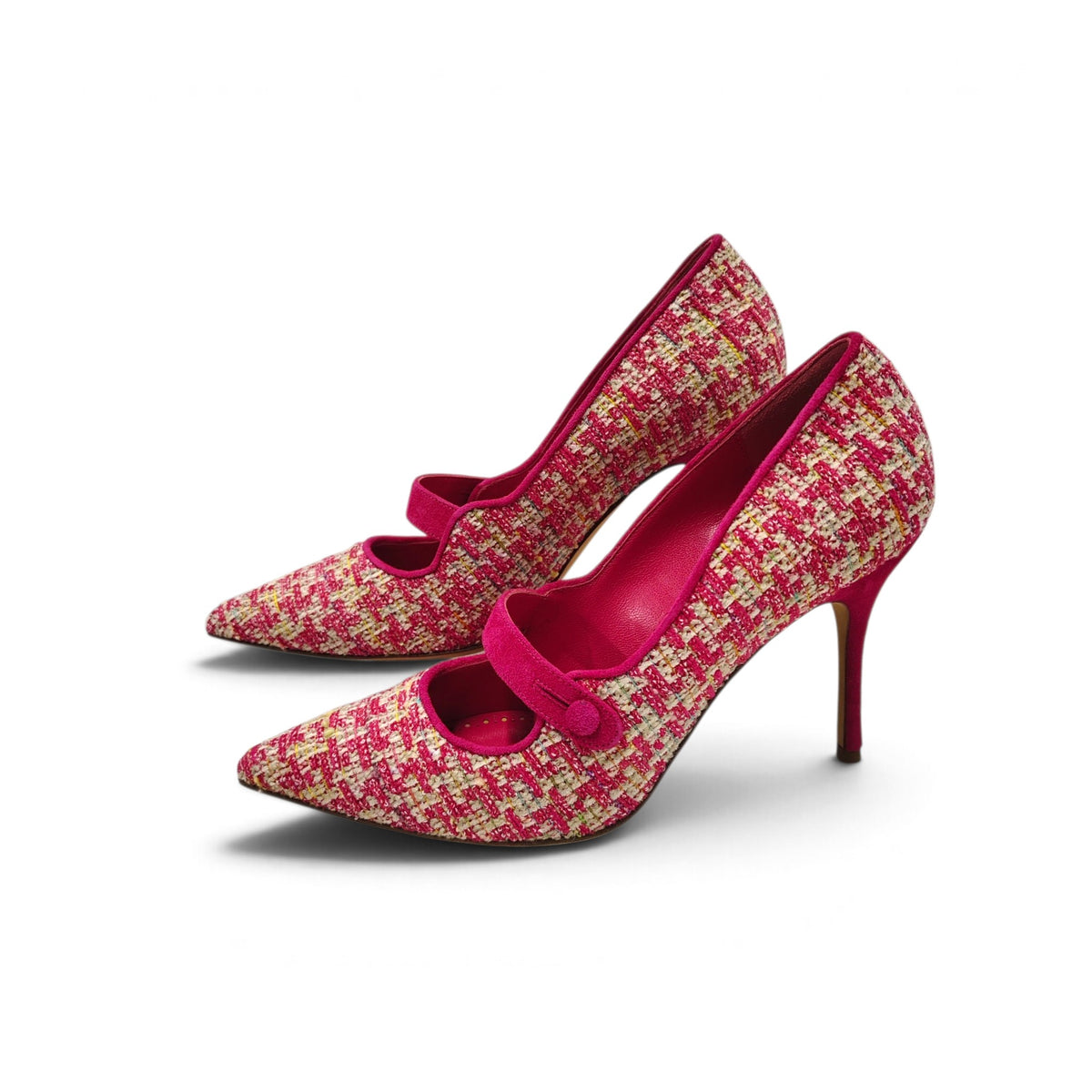 Manolo Blahnik Tweed Pumps Size 36 1/2 Lady's Shocking Punk Rank A