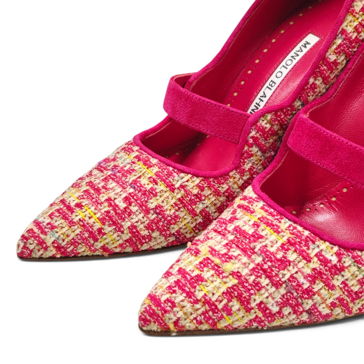 Manolo Blahnik Tweed Pumps Size 36 1/2 Lady's Shocking Punk Rank A