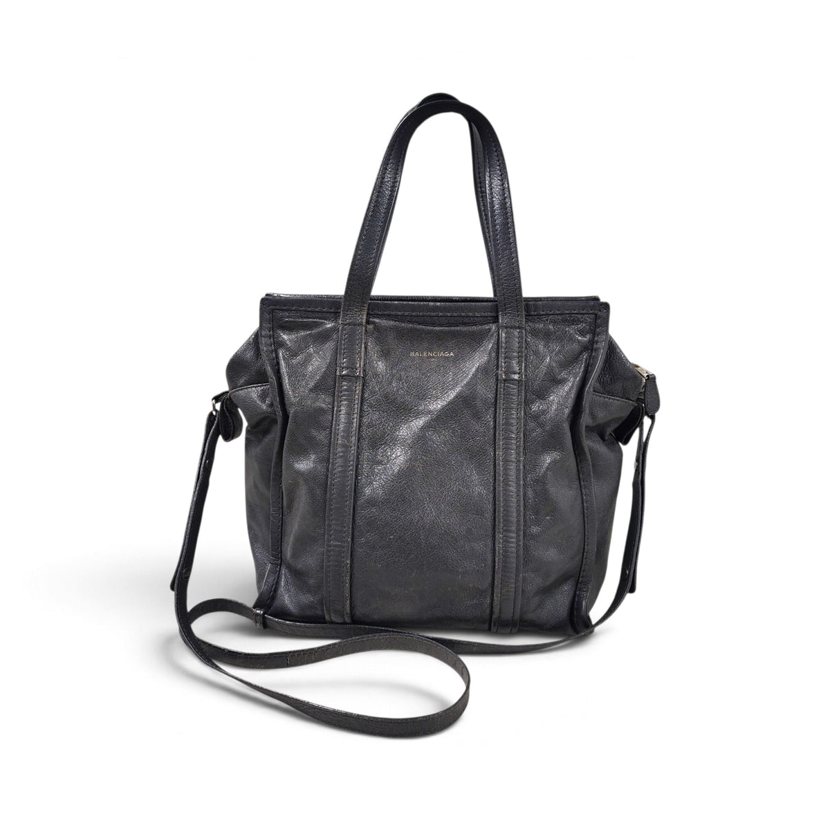 BALENCIAGA 2WAY BAG 443096 RANK(B) DARK GRAY STAIN Z-00213 SCRATCH/DAMAGE