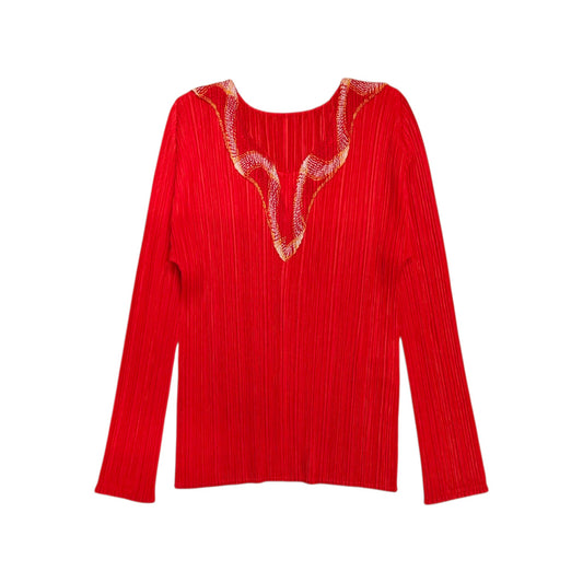 PLEATS PLEASE Shirt Size S Lady's Red  PP26-JK423 7566125 Rank B