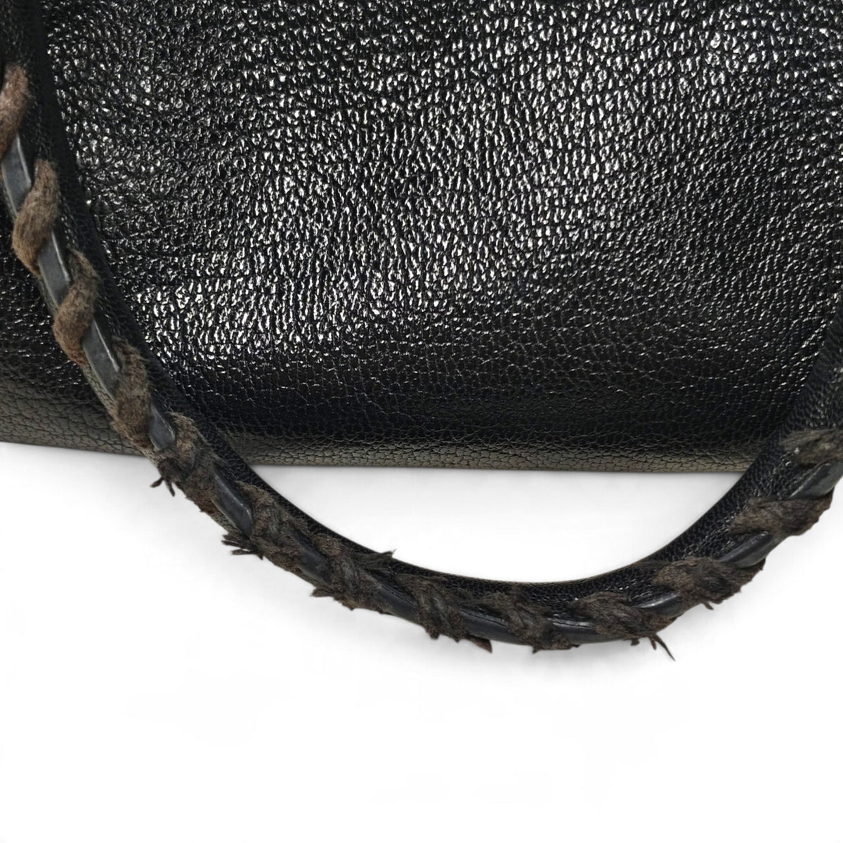 BALENCIAGA 2WAY Bag 432831 1000 A 002123 Rank (B) Black/Gold Without Strap Damage Metallic Edge City Medium