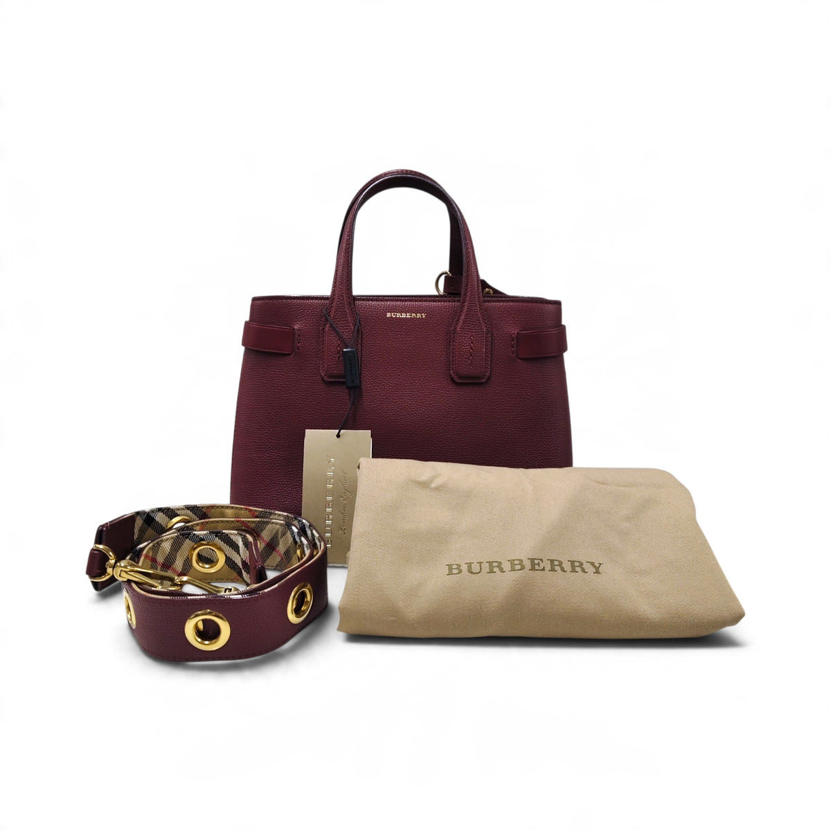 BURBERRY LONDON 2WAY Bag ITCORDI17CAL Rank (B) Red And Beige scratch
